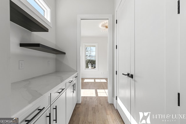 interior space featuring a wealth of natural light and light wood-style flooring