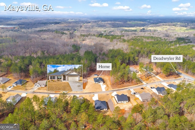 104 Eagle Heights Dr, Maysville, GA 30558 - birds eye view of property with a forest view