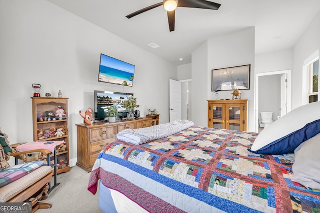 104 Eagle Heights Dr, Maysville, GA 30558 - bedroom with ceiling fan, visible vents, and light carpet