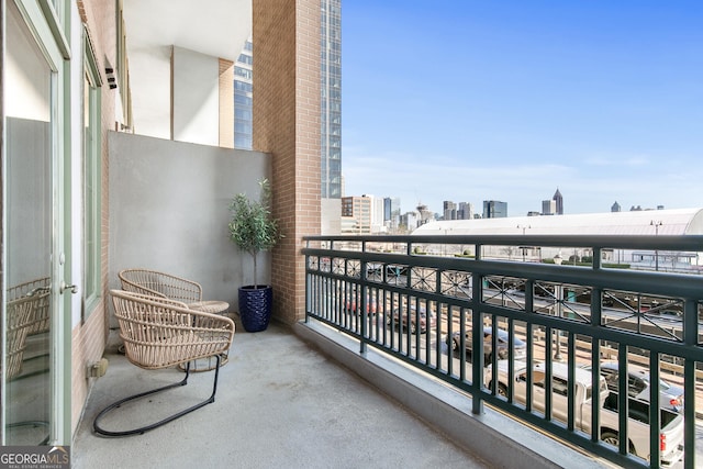 balcony with a view of city