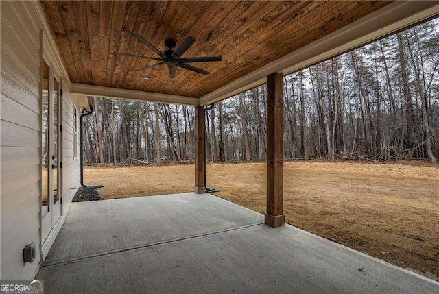 view of patio / terrace featuring ceiling fan