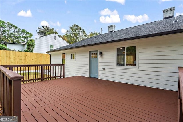 deck featuring fence