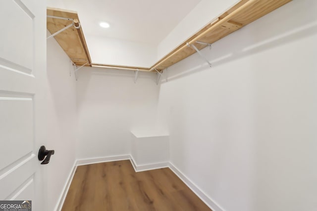 spacious closet with wood finished floors