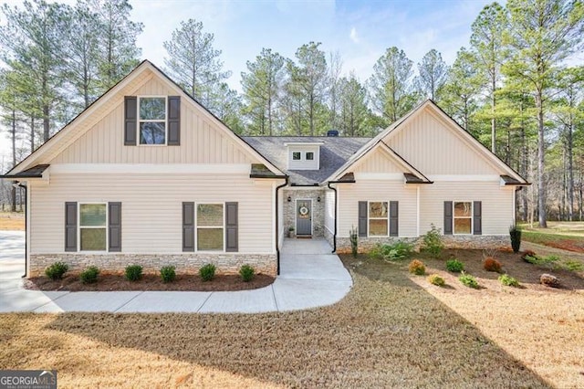 1312 Mcgarity Rd, Temple, GA 30179 - craftsman-style home featuring stone siding, board and batten siding, and a front yard