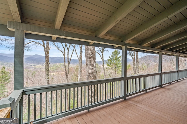 deck with a mountain view