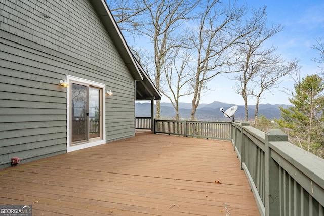 deck featuring a mountain view