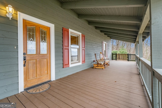 wooden deck with covered porch