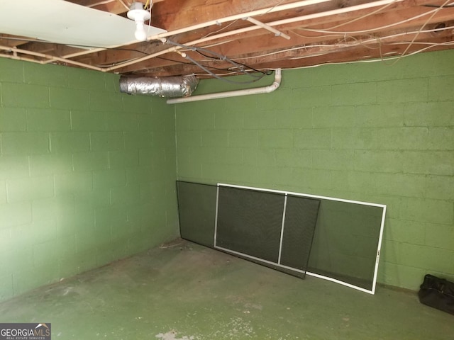 view of unfinished basement