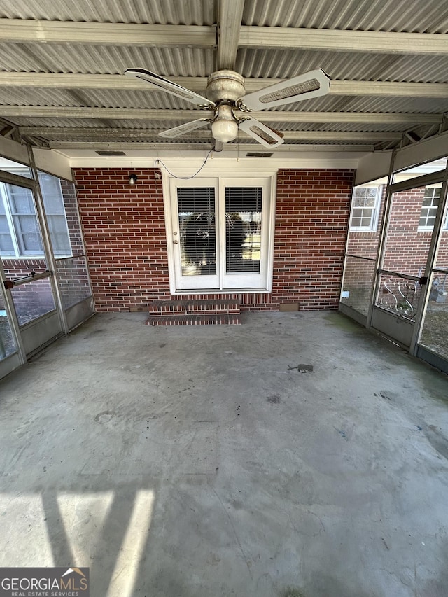 view of unfurnished sunroom