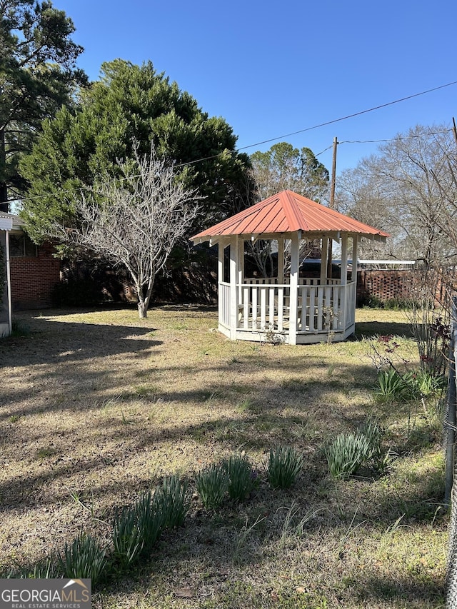 view of yard with a gazebo