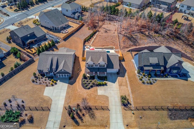 bird's eye view with a residential view