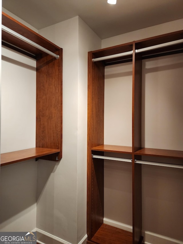 walk in closet featuring wood finished floors