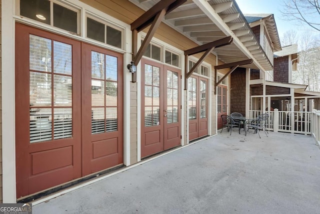 exterior space featuring french doors