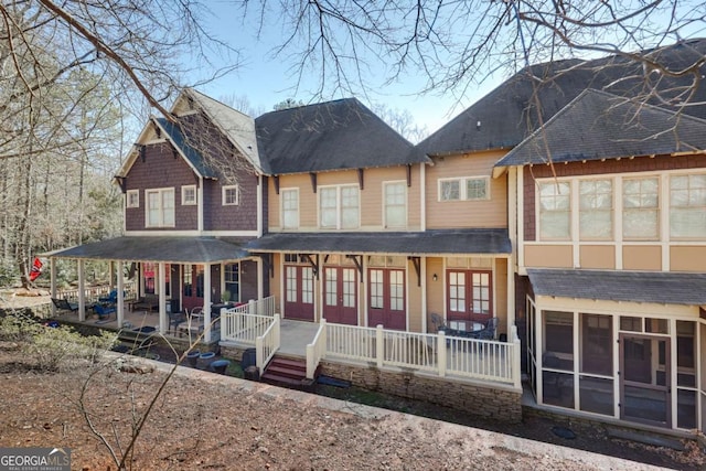 310 Research Dr Unit 303, Athens, GA 30605 - view of front of home with french doors, roof with shingles, and covered porch