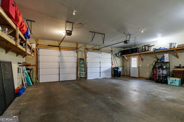 garage with a garage door opener