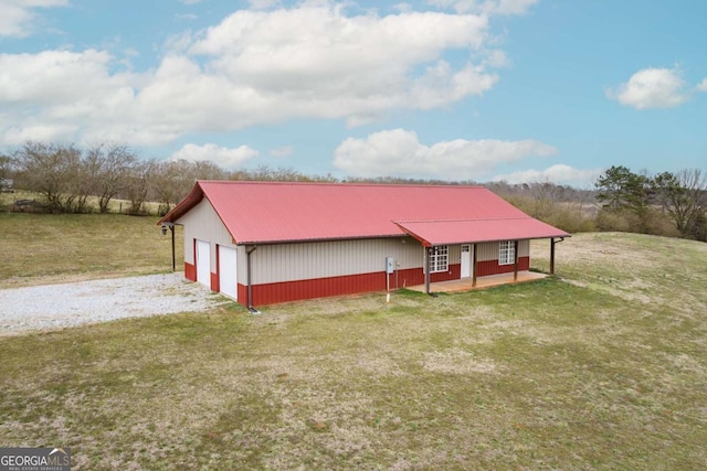 exterior space with a yard