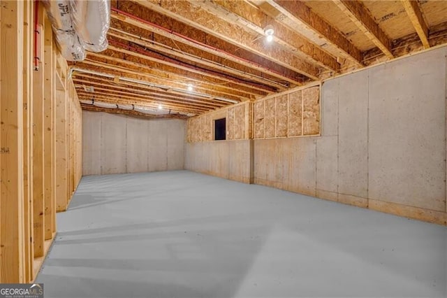 view of unfinished basement