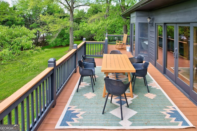 1650 Loving Rd, Morganton, GA 30560 - wooden terrace with french doors and outdoor dining space