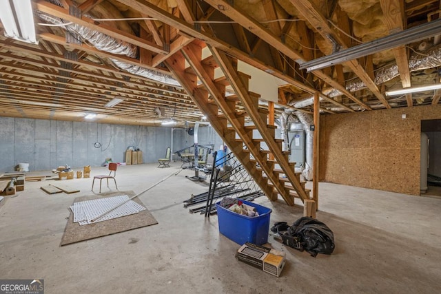 view of unfinished basement