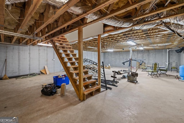 view of unfinished basement