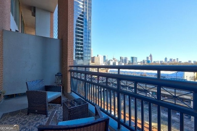 balcony with a view of city