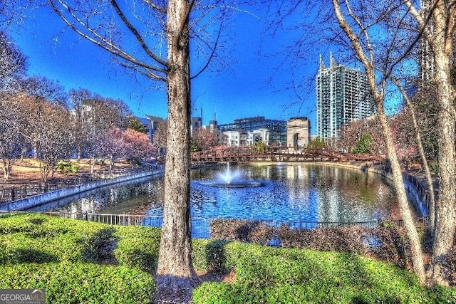 property view of water featuring a city view