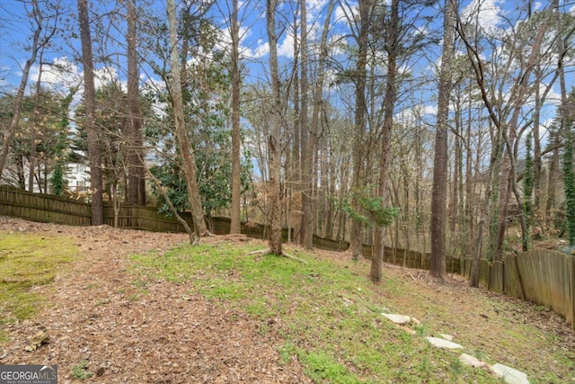 view of yard featuring fence