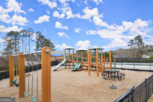 community play area with fence