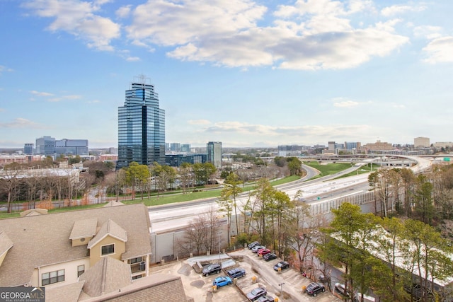 drone / aerial view with a view of city