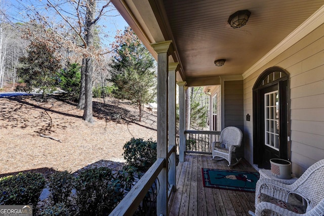 deck featuring a porch