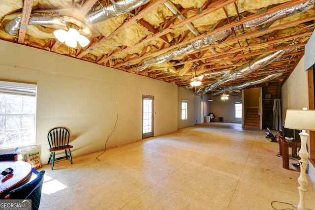 basement featuring stairway