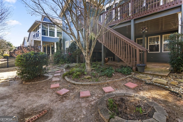 view of yard featuring stairway