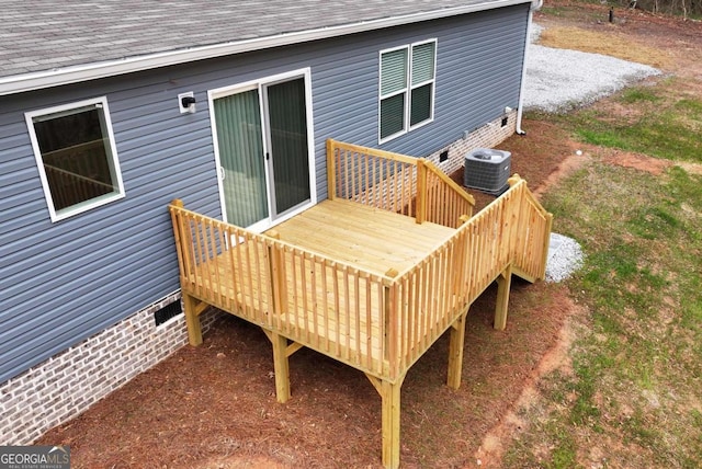 wooden terrace with cooling unit