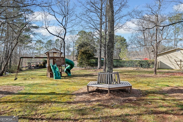 view of yard featuring playground community