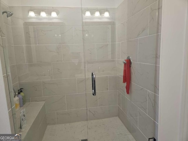 bathroom featuring a stall shower