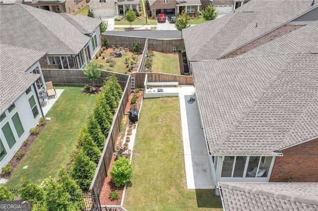 drone / aerial view with a residential view