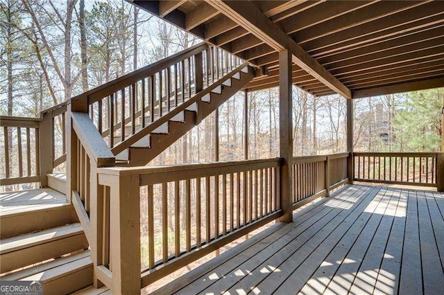 wooden terrace with stairs