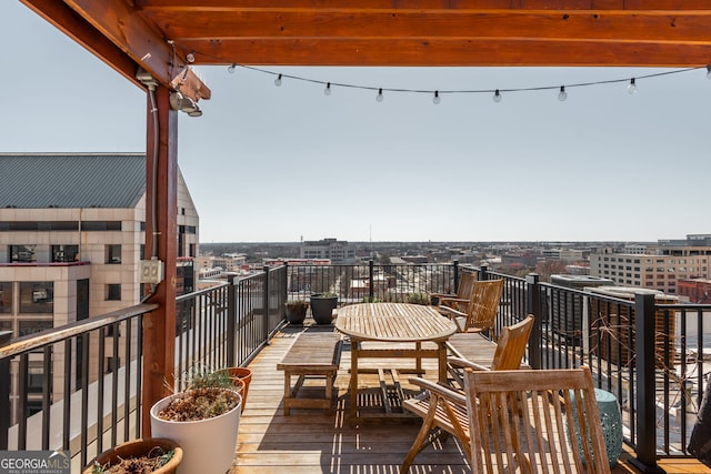 balcony with a view of city