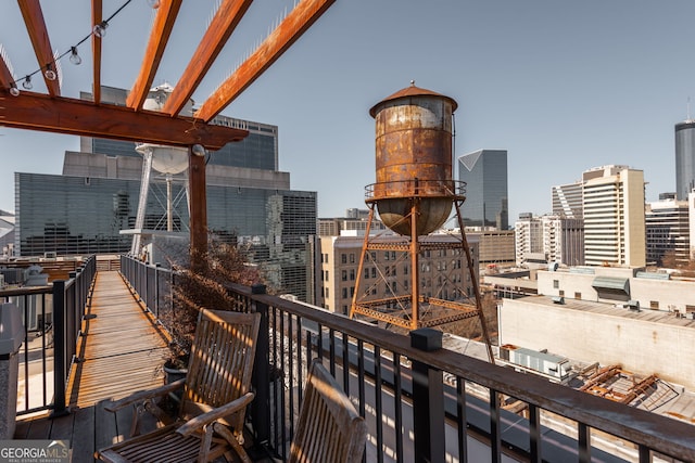 deck featuring a city view