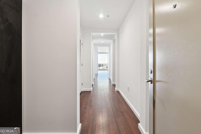 3325 Piedmont Rd NE Unit 1504, Atlanta, GA 30305 - hallway featuring dark wood-type flooring and baseboards