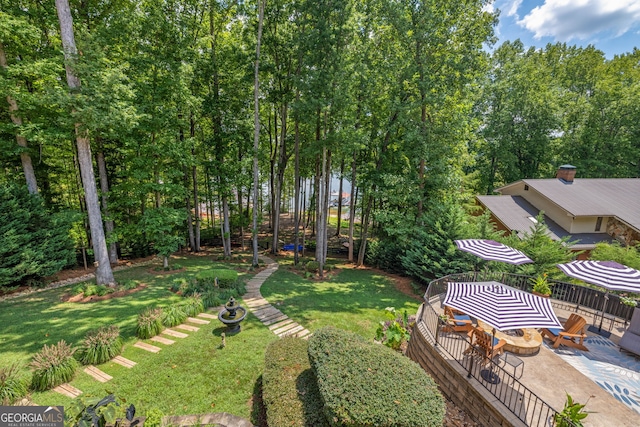 view of yard featuring a deck