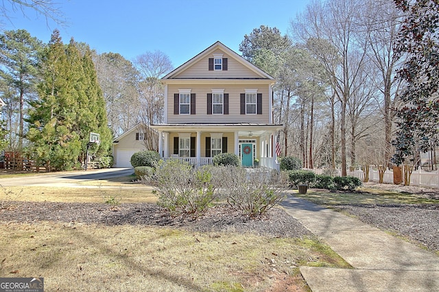 traditional home featuring covered porch