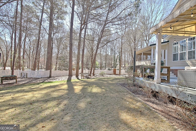 view of yard featuring fence