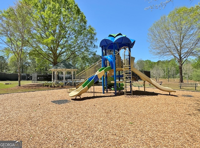 communal playground featuring a gazebo