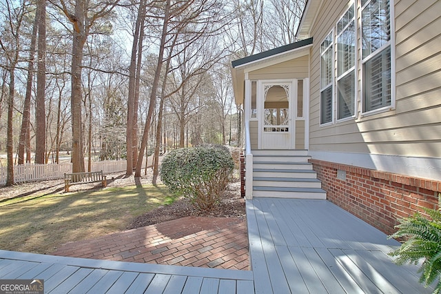 deck featuring fence