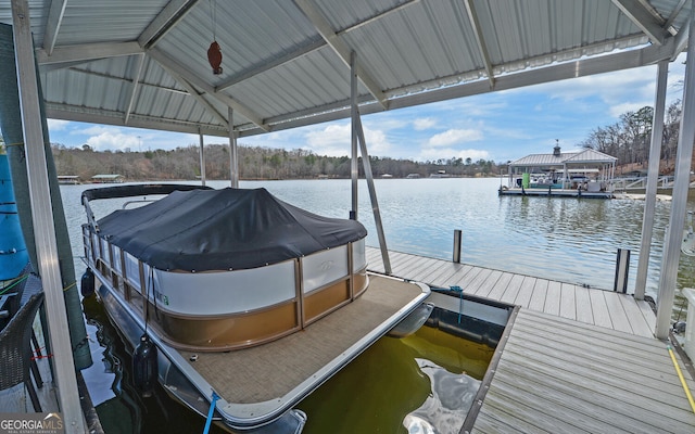 view of dock featuring a water view