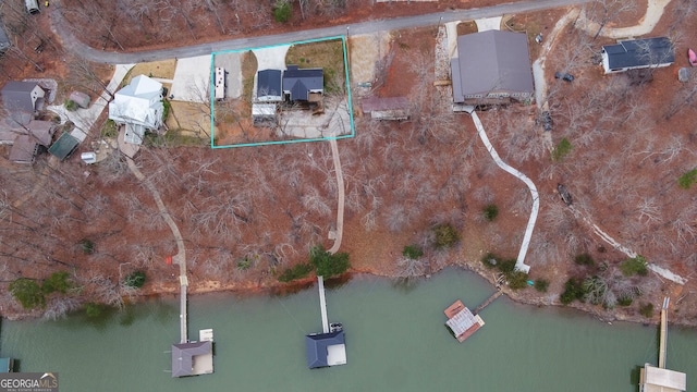 bird's eye view featuring a water view