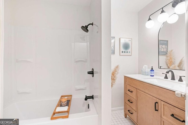 full bathroom featuring vanity and shower / tub combination