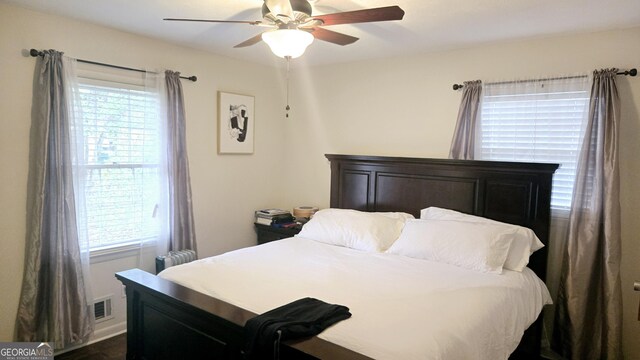 5142 Rock Eagle Dr, Stone Mountain, GA 30083 - bedroom featuring multiple windows and ceiling fan