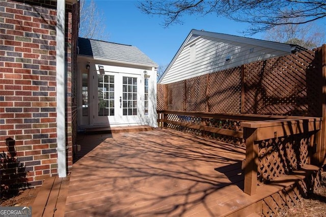 wooden deck with french doors